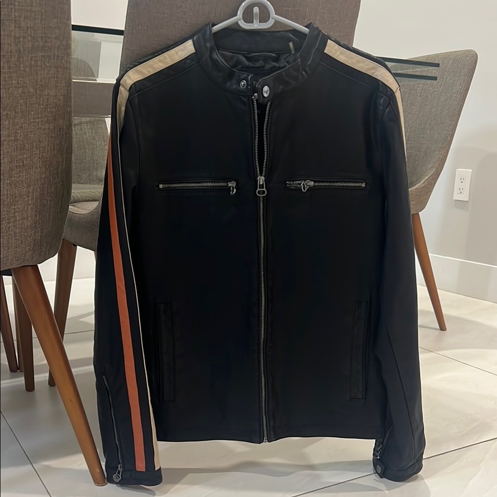 Harley-Davidson Black Jacket with Tan and Orange Accents